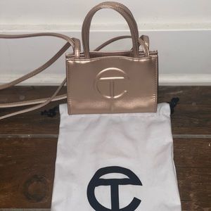 Rose gold Telfar crossbody bag